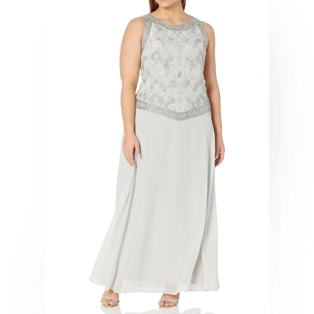 NWT J Kara Embellished Top Mock 2 Piece Dress Sz 16 - Picture 1 of 7